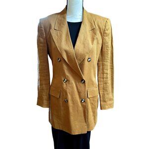 Vintage 90s Jones New York Linen Power Blazer Jacket Minimalist Made in USA Sz 4